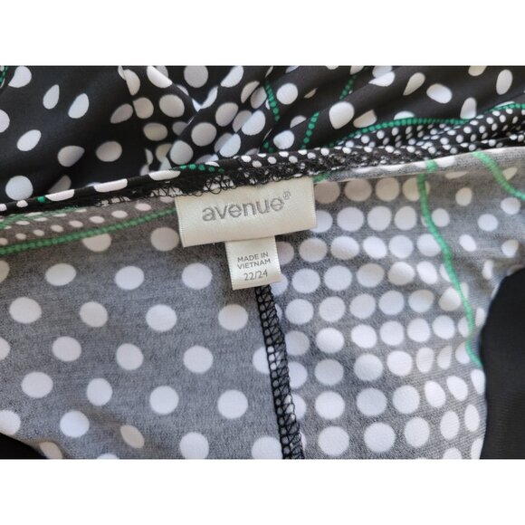 Avenue Womens Top 22 24 Plus Short Sleeve Black Geometric Poly Blend GEO367E - Picture 6 of 8